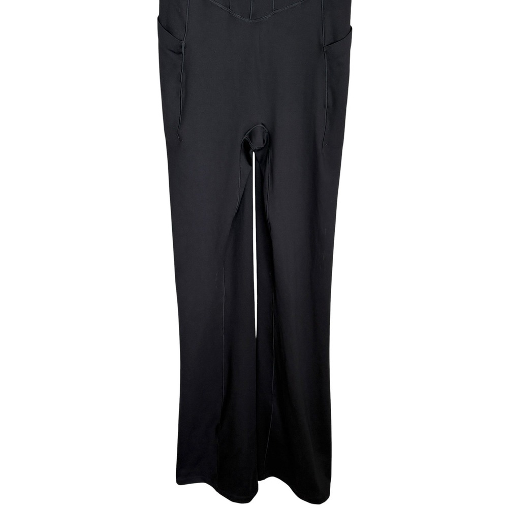 POPFLEX High Society Corset Jumpsuit Med 32" Tall Athleisure Flare Leg Black NEW - Picture 5 of 9